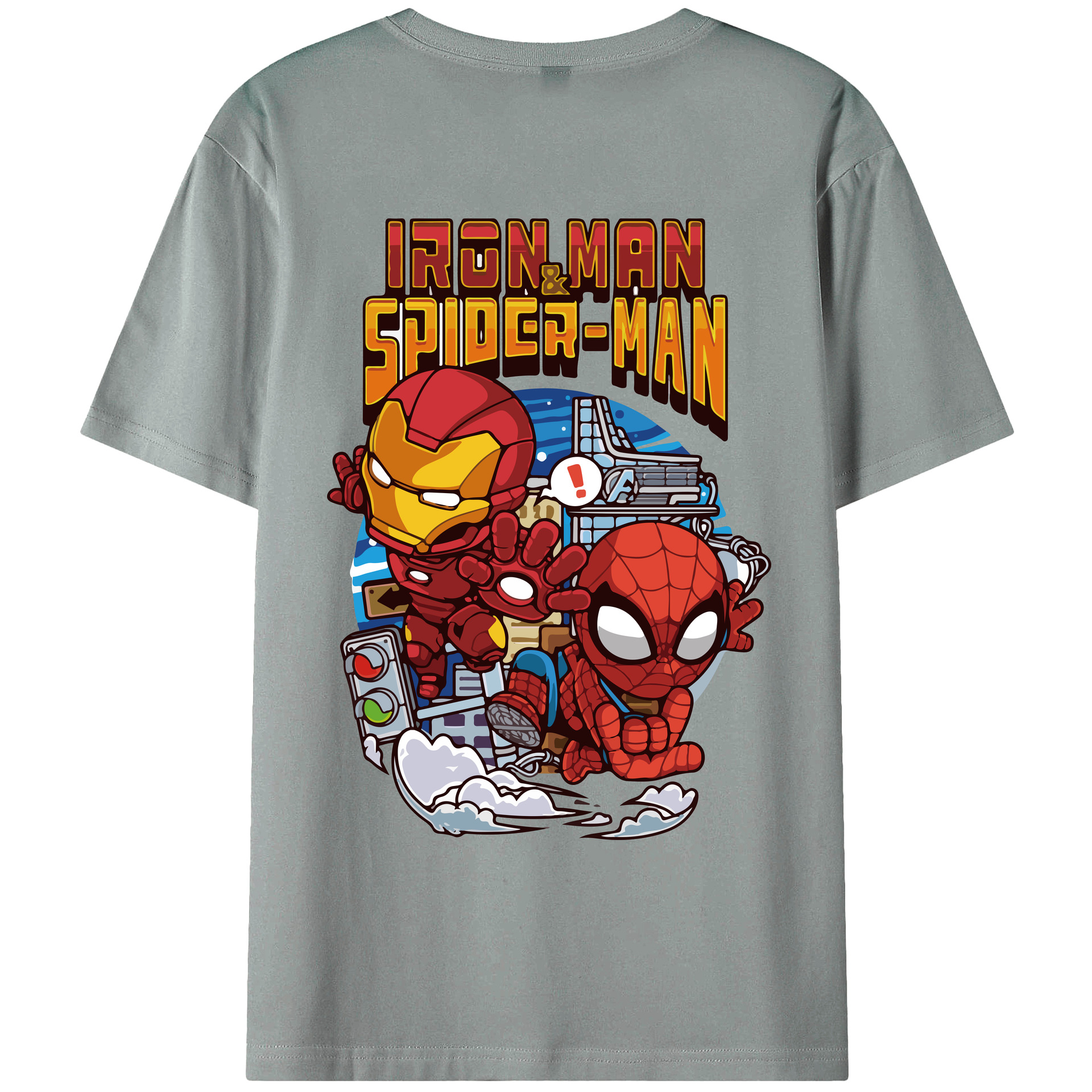 （画像用） アベンジャーズ The Avengers 綿100％ メンズ半袖Tシャツ（バックプリント） 通気性